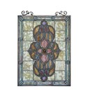 Stained Glass Window Panel Victorian Medallion Design 18  X 25  Tiffany Style