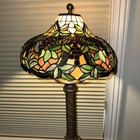 Tiffany Style Stained Glass Fruit Lamp Shade Only Grapes Vintage Style 9    X  16   