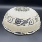 Vtg Frosted White Glass One Hole Ceiling Light Shade 12 25  Flowers Scrolls