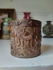 Antique Chinese Copper Silver Tin Snuff Box  Scholars Objects Buddhist