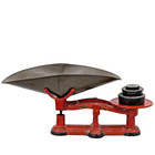Vtg Cast Iron Red Counterbalance Scale W  Hand-painted Details   Weights