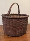 Antique American Woven Splint Basket Painted Taconic New England Style 19th C
