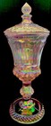 Fenton Glass Iridized Pink Chiffon 95th Anniversary Covered Urn 13  H W  Og Box