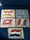 5 Antique Vtg International Flag Tobacco Flannel Felt Cigarette Cigar Lot