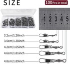 100p Fish Fishing Barrel Swivel With Interlock Snaps High Strength Safety Tackle