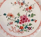 Antique 18thc  Chinese Export Famille Rose Enameled Porcelain Plate 9   Peonies