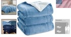 Elegant Sherpa Fleece Blanket For Queen Beds - Thick  Warm Throw In Washed Blue