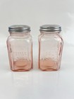 Set Of Pink Glass Salt And Pepper Shakers Vintage Style 