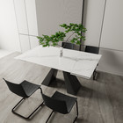Modern Extendable Dining Table-antique White Sintered Stone Top carbon Steelbase
