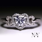Solid 14k White Gold Moissanite Fancy Engagement Ring Heart Cut 2 Carat F vvs1