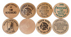 Lot Of 8 Vintage Round Tuit Wooden Nickels Collectible Tokens Wood Coins