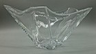 Clear Glass Crystal Bowl Czech Republic Thick Swirl Panels Heavy Elegant