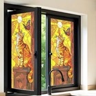 Cat Stained Glass Window Privacy Film Static Cling Frosted Decorative Door Ba   