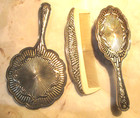 Vintage Vanity Set Godinger Silver Co  Silver-plated Ornate Mirror Comb Brush