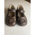 Vintage Y2k Oshkosh Bgosh Girls Brown Floral Embroidered Mary Jane Shoes Size 9