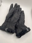 The North Face Girls Winter Gloves Mediu Black Grey Faux Fur Rare Copper Logo  