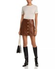 325  Cinq A Sept Claudia Faux Leather A-line Mini Skirts Size 6 Brown