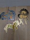 Vintage Stained Unicorn Sun Catchers Lot Of 3 Lead Handmade