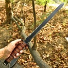 Us 1942 Double-edge Combat Sword And Leather Sheath   Collectible War Fighting