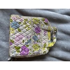 Vera Bradley Quilted Floral Cosmetic Bag Travel Makeup Organizer Purple Green