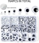 Bflaae 764pcs Black Wiggle Googly Eyes Self Adhesive  4mm 6mm 8mm 10mm 12mm    
