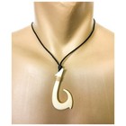 Hawaiian Buffalo Bone Handcarved Fish Hook Necklace Adjustable From Maui  Hawaii