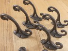 8 Cast Iron Rustic Victorian Style Coat Hooks Hook Rack Hall Tree Vintage Look