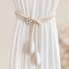 2pcs Adjustable Cotton Curtain Tie Back Hand Woven Rope Buckle Strap Decor