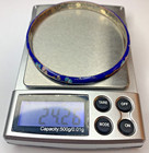Vintage Silver Plated Bright Blue Floral Cloisonne Enamel Bangle Bracelet 8  