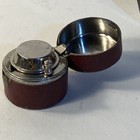 Antique Victorian Travelling Inkwell Leather Brass Pocket Inkstand Orig Glass