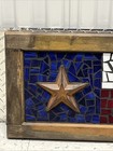 Vintage Texas Flag 3d Metal Star Mosaic With Wooden Frame 29    X 12   