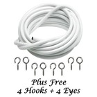 3m White Expanding Wire Cord Cable W  4 Hooks   4 Eyes For Light Weight Curtain 
