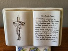 Vintage  the Lords Prayer  Planter Open Bible  Ceramic Religious Christian