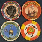 Lot Of Four Vintage Las Vegas Casino Gaming Tokens - Free Shipping Usa