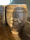 Set Of 4 Vintage Tiki Barrel Mugs     Imported     Made In Japan     Rum Punch Cups