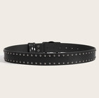 1pc 105cm 41in Punk Goth Rivet Belt Black Skull Buckle Waistband Belt - New