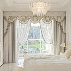 Luxury French Romantic Chenille Beige Cloth Curtain Tulle Valance Drape C2163 