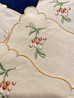 Vintage Embroidered Table Runner W  4 Matching Placemats Pink Floral 5 Piece