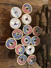 Vtg Wooden Spools thread Lot Of 32  Belding Corticelli  Multi Brands  Wood Box