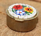 Vintage Italian Micro Mosaic Pill Box Floral Pattern    