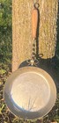 Antique Copper Hearthware Large Pan W  Riveted Twist Wrought Iron   Wood Handle