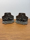 Vtg Pair Solid Bronze Abraham Lincoln Bookends Seated In Front Of Capitol
