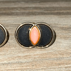 Vintage Anson Cufflinks Art Deco Revival Men   s Gold Tone Black And Coral Classic