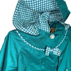 Vintage 90s y2k Rothschild 4t Teal Gingham Bow Hooded Raincoat