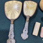 Vintage Art Deco Celluloid Vanity Dresser Set  14 Pc Butterscotch 1920s-40s