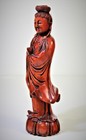 Kwan Yin Hardwood Asian Oriental Chinese Carved Figurine Vintage 