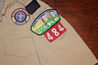 Boy Scouts Of America Bsa Men s Shirt Tan Medium Vented Sewn Patches Short Sleev