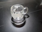 Vintage Nestle Nescafe World Globe Map Etched Glass Coffee Tea Mug Cup