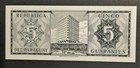1952 Paraguay 5 Guaranies Pick  195a - Nice Crisp Unc Collector Note  -d4837xnc