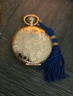 Vintage Estee Lauder Gold  pocketwatch  Powder Compact  Mirror blue Tassel